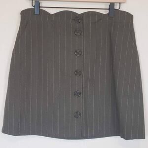 Blu Pepper Stripe Button Front Mini Skirt Women's Large NWT Dark Academia
